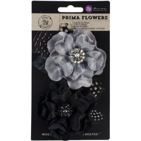 Kwiatki materiałowe Prima Marketing Plume Black 2szt, 8cm